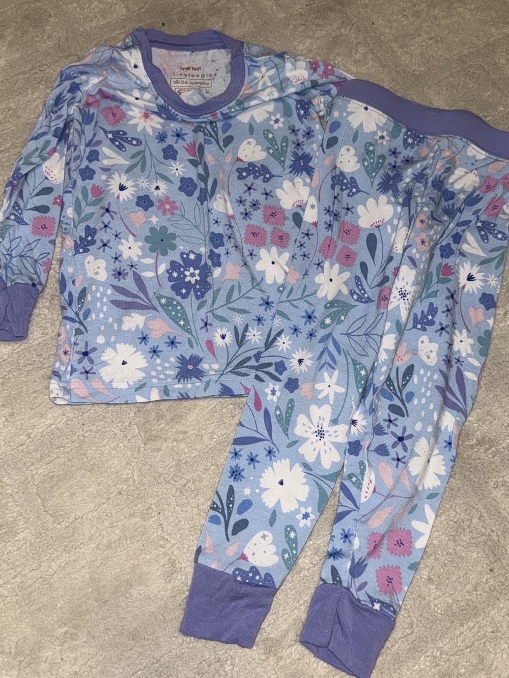 Little Sleepies purple floral pj set